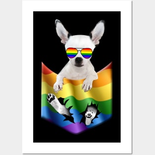 Chihuahua In Pocket LGBT Pride Flag For Dog Lovers Posters and Art